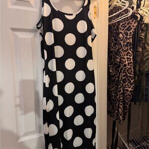 Polka Dot Sleeveless Dress - Black and White
